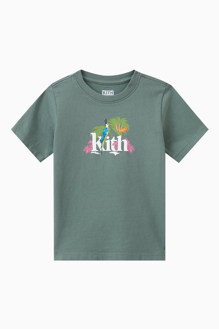 Novelty Bird Graphic T-shirt in Cotton, Green