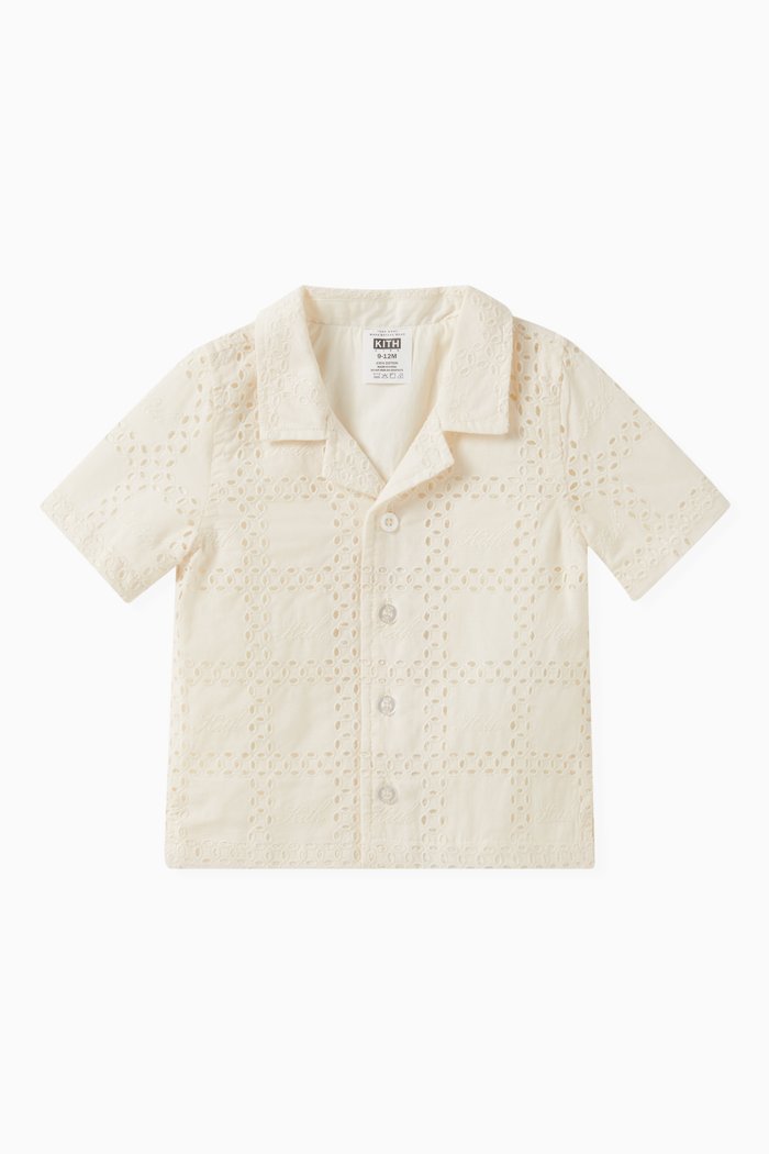 

Broderie Logo Camp Shirt in Cotton, Neutral