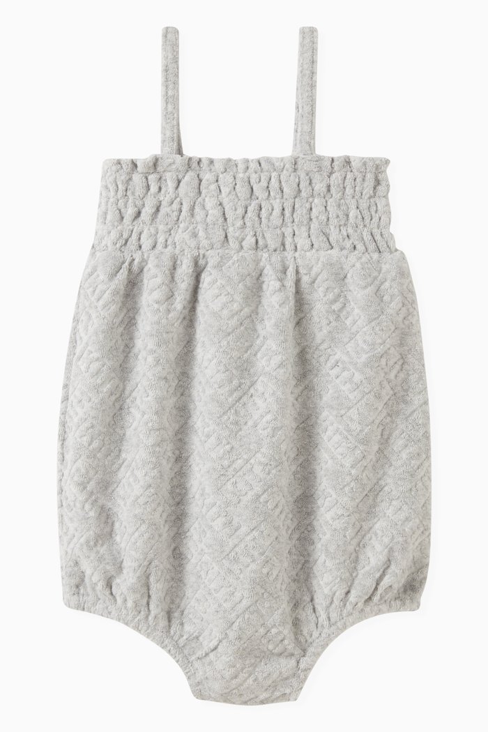 

Monogram Romper in Cotton-blend Terry, Grey