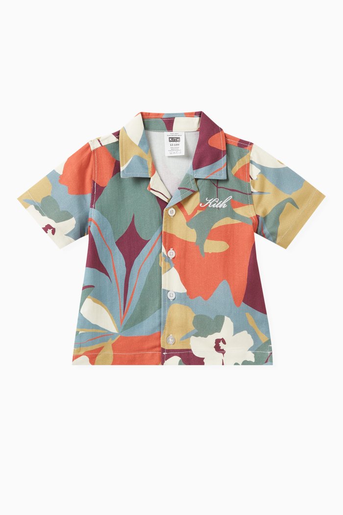 

Tropical Print Camp Shirt in Linen, Multicolour