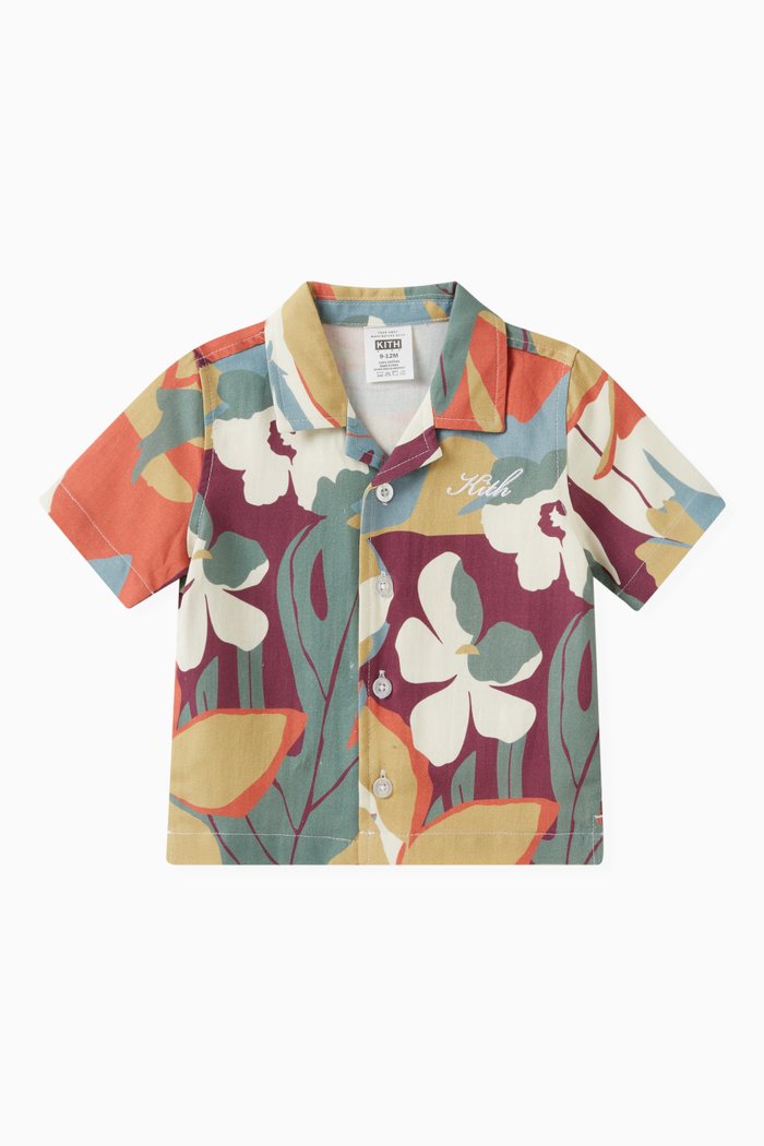 

Tropical Print Camp Shirt in Linen, Multicolour