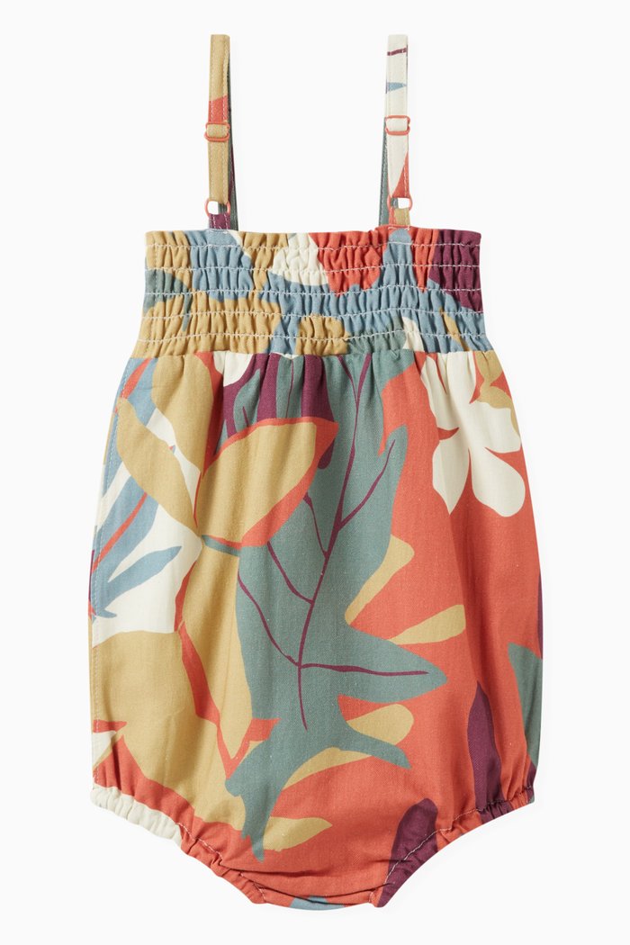 

Tropical Print Romper in Linen, Multicolour