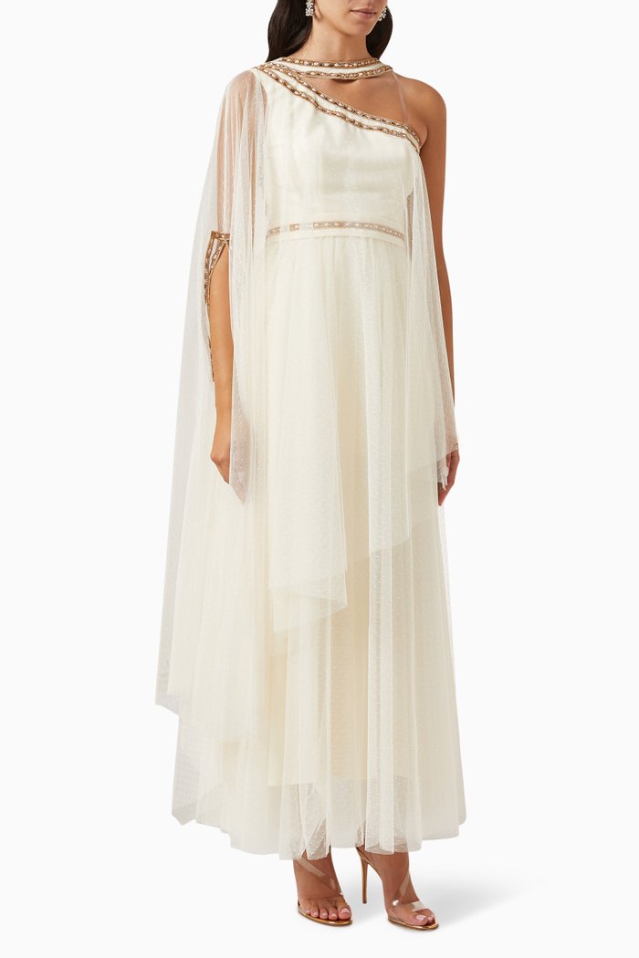 

Bead-embellished Dress in Tulle, Neutral
