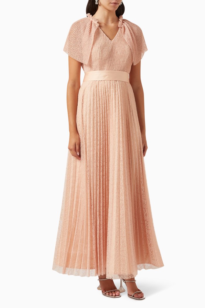 

Pleated Skirt Dress, Neutral