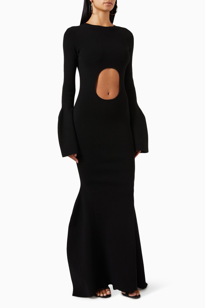 

Cut-out Maxi Dress in Viscose-knit, Black