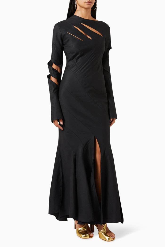 

Twisted Maxi Dress in Cupro-blend, Black