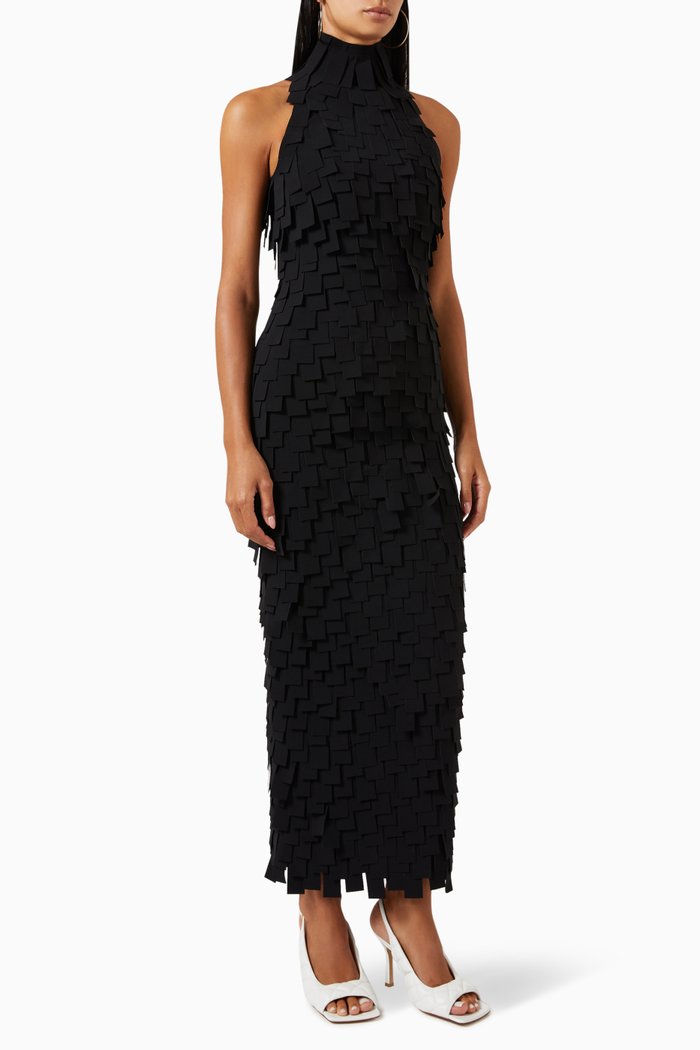 

Multi Rectangle Halter Maxi Dress, Black