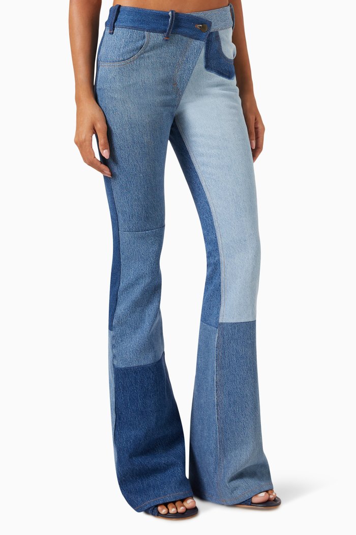 

Flared Jeans in Upcycled-denim, Blue