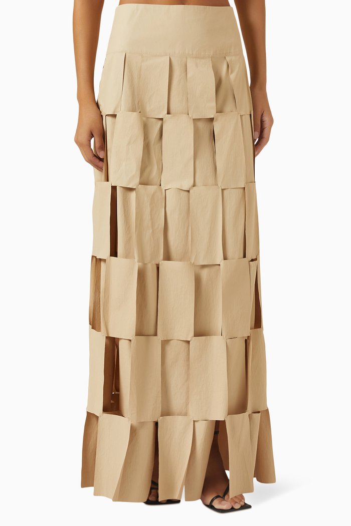 

Rectangle Double-layered Skirt in Coated-cotton, Neutral