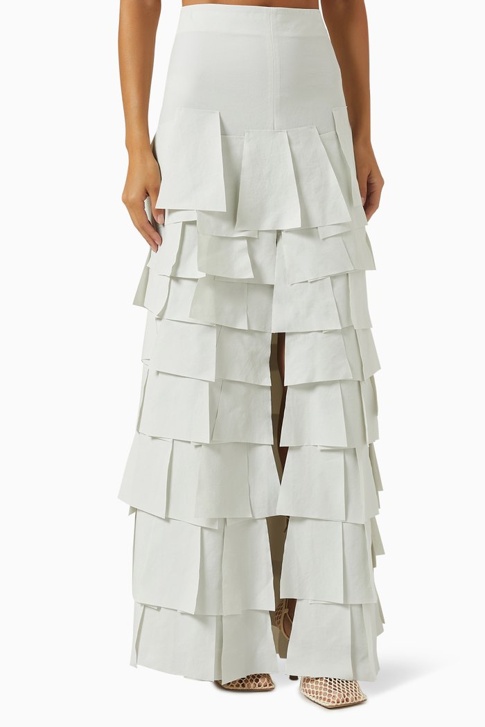 

Rectangle Double-layered Skirt in Stretch-crepe, White