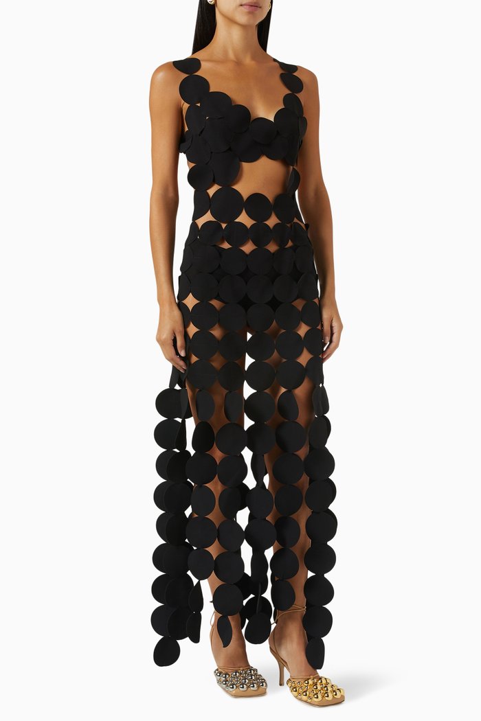 

Multi-circle Cut-out Dress in Crepe, Black