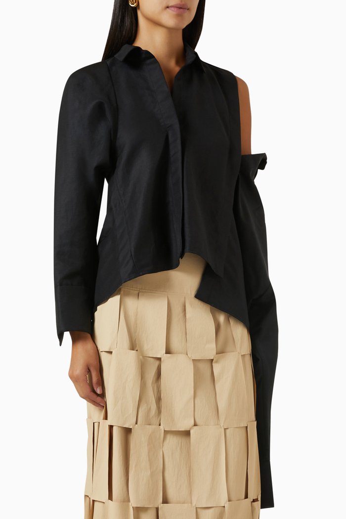

Double-collar Shirt in Linen, Black