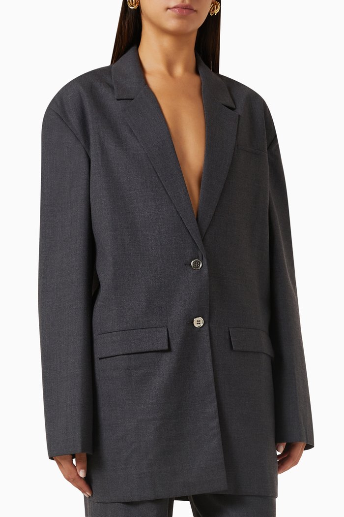 

Vic Oversized Blazer in Wool, Grey