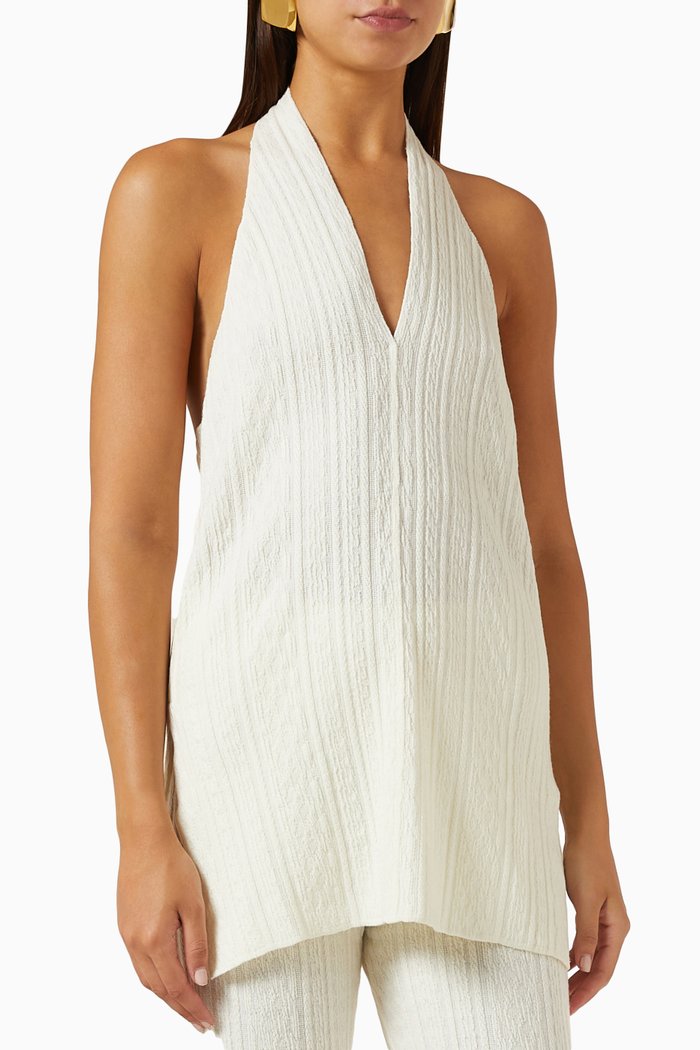 

Tina Cable-knit Halter Top, Neutral