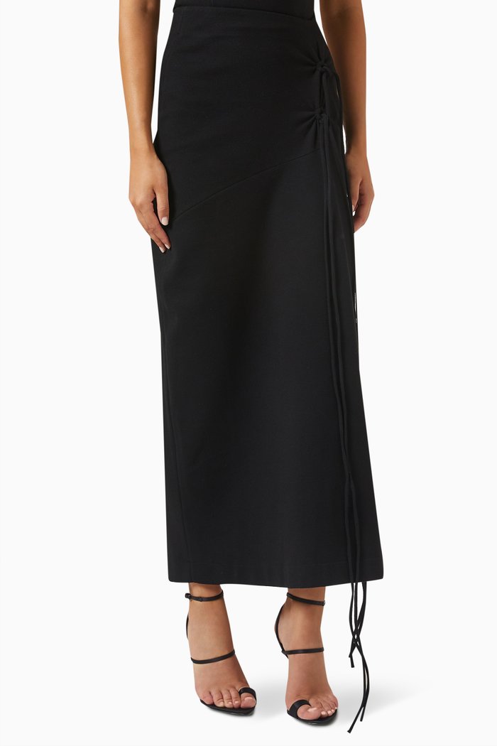 

Greta Midi Skirt in Compact Wool-jersey, Black