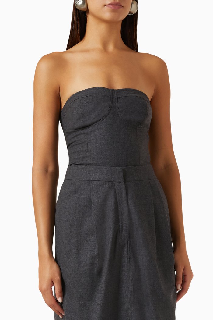 

Leah Strapless Bodysuit in Wool, Grey