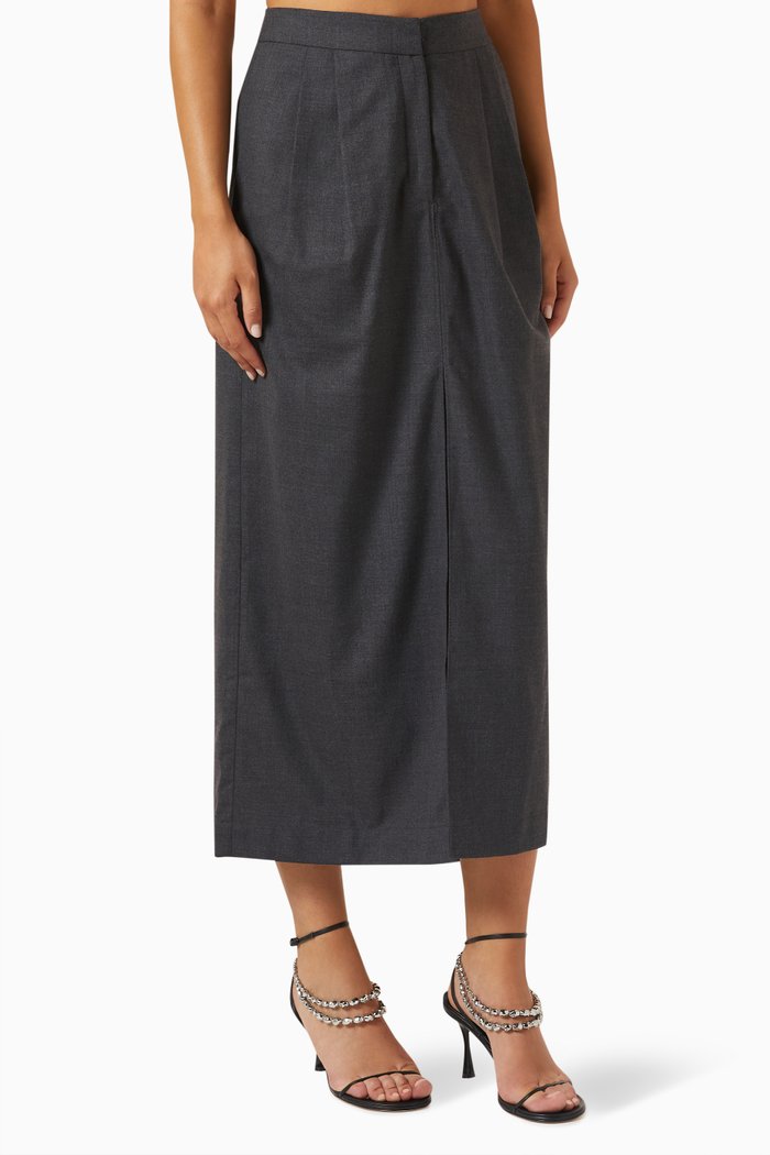 

Eda Midi Skirt in Wool, Grey