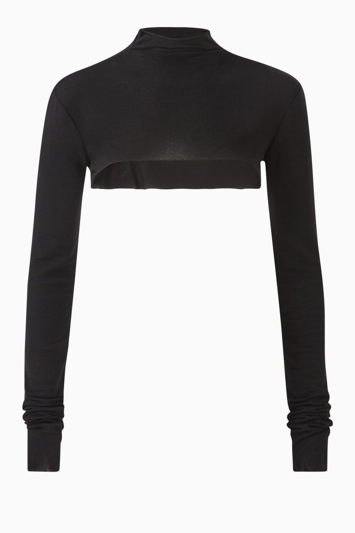 

Raya Crop Top in Lyocell-blend Jersey, Black
