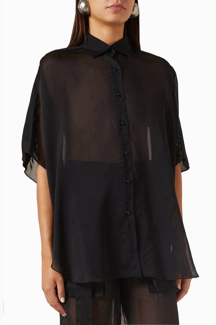 

Den Sheer Shirt in Viscose-crêpe, Black