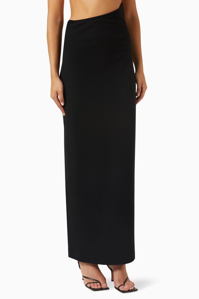 

Ava Maxi Skirt in Compact Wool-jersey, Black