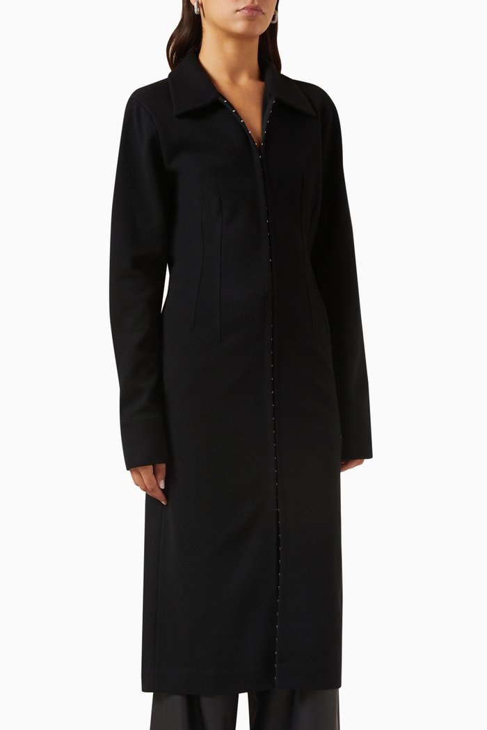 

Sheilla Long Shirt in Jersey Wool-blend, Black