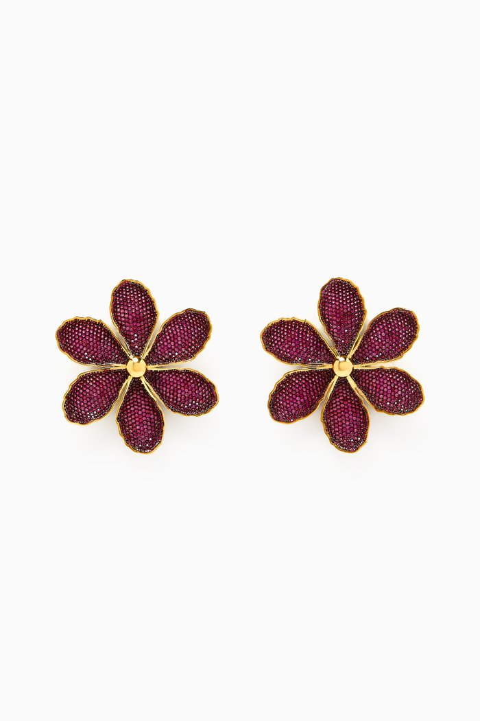 

Magnolia Crystal Clip Earrings in 24kt Gold-plated Bronze, Yellow