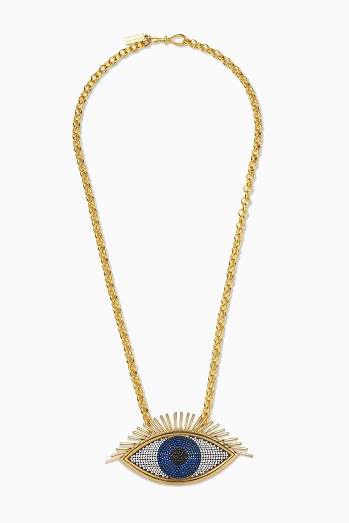 

Mega Evil Eye Necklace in 24kt Gold-plated Bronze, Yellow