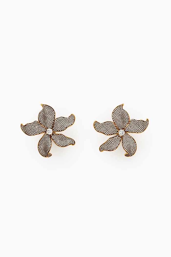

Lilium Crystal Clip Earrings in 24kt Gold-plated Bronze, Yellow