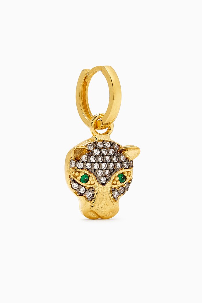 

Panther Single Earring in 24kt Gold-plated Bronze, Yellow
