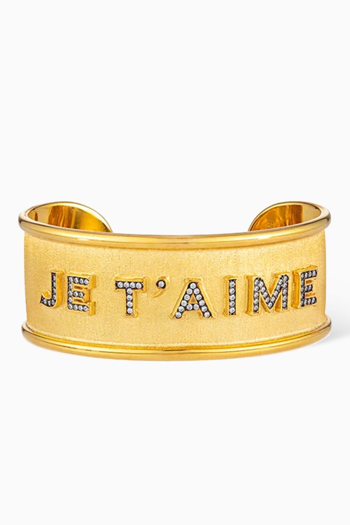 

Je T'Aime Cuff Bracelet in 24kt Gold-plated Bronze, Yellow