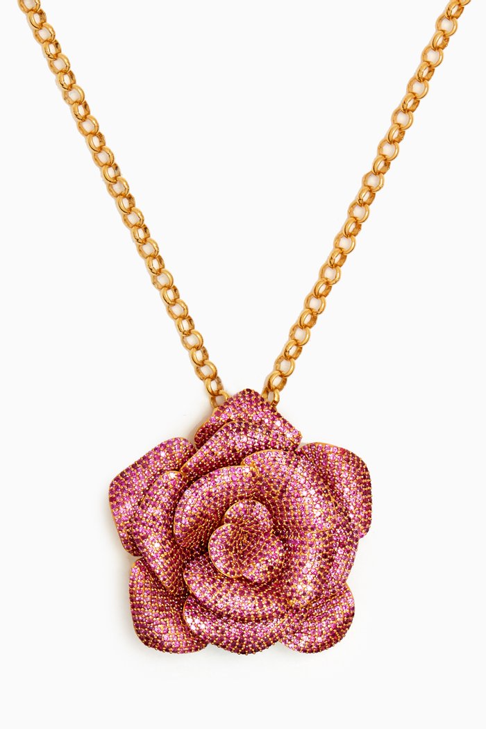 

La Rosa Crystal Necklace in 24kt Gold-plated Bronze, Yellow