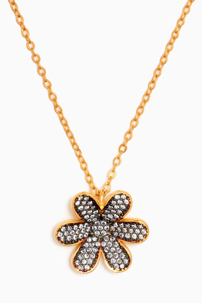 

Mini Daisy Crystal Necklace in 24kt Gold-plated Bronze, Yellow