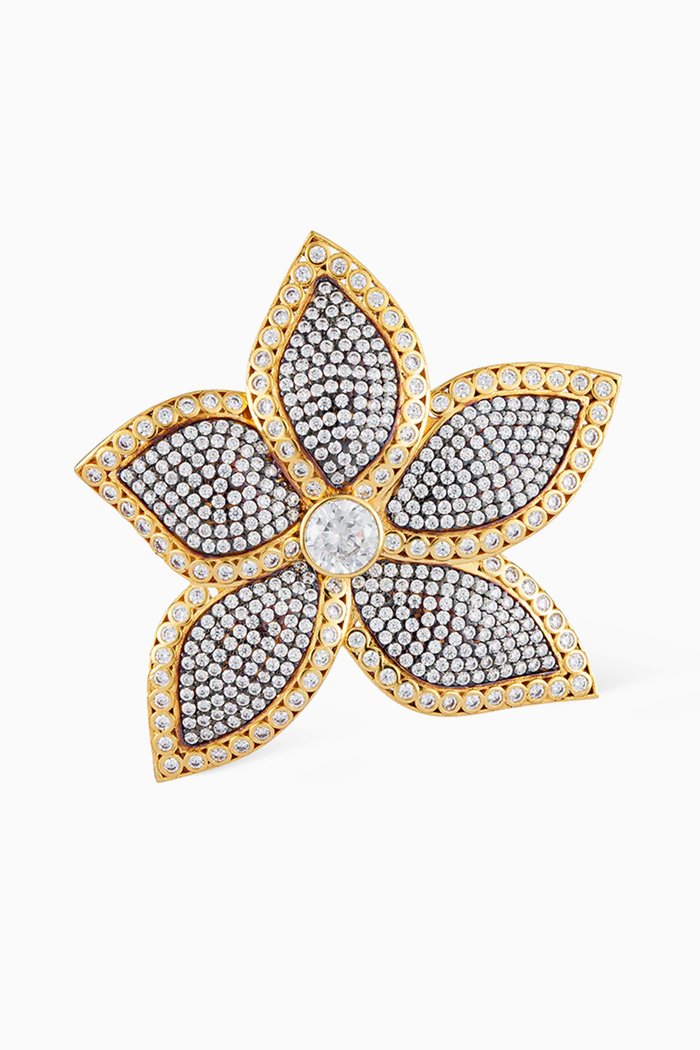 

Lotina Crystal Ring in 24kt Gold-plated Bronze, Yellow
