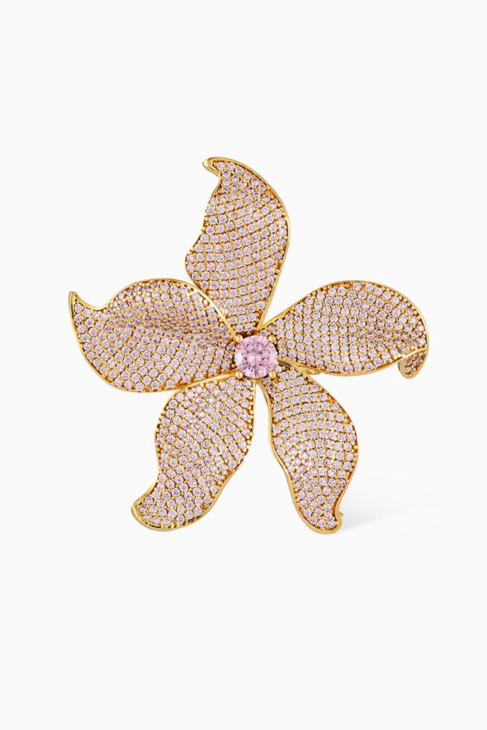 

Lilum Crystal Ring in 24kt Gold-plated Bronze, Pink
