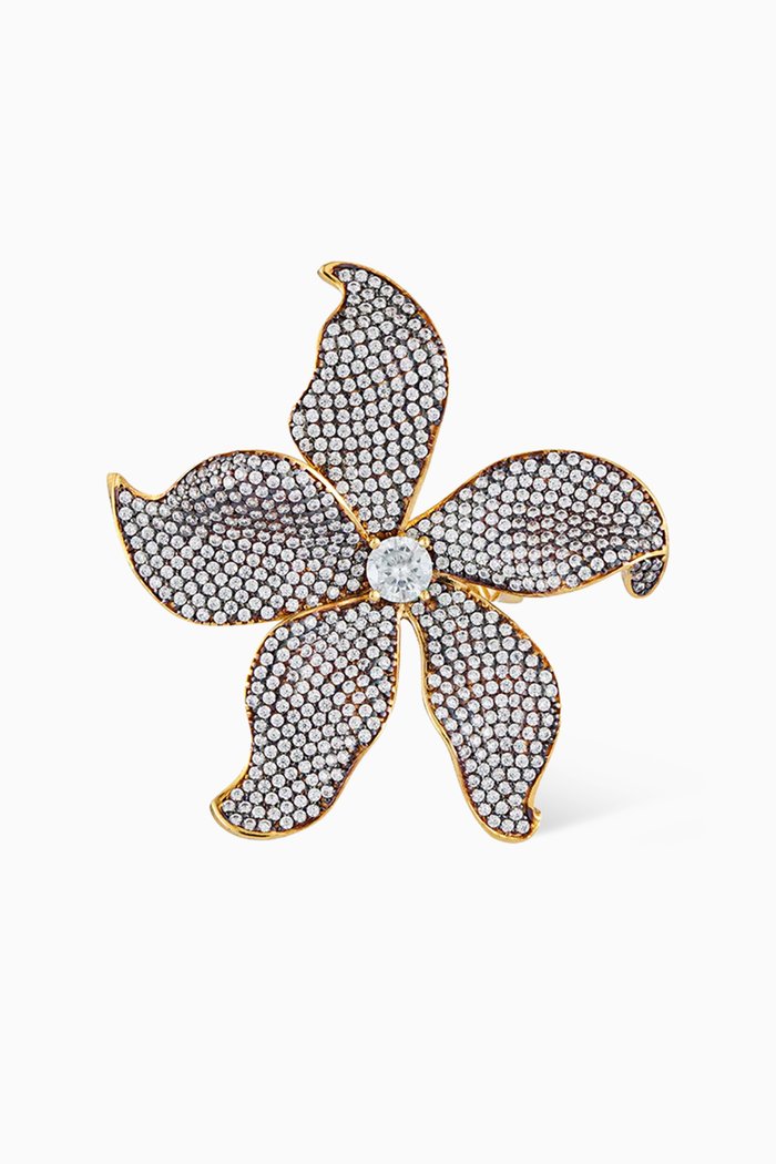 

Lilium Ring in 24kt Gold-plated Bronze, White