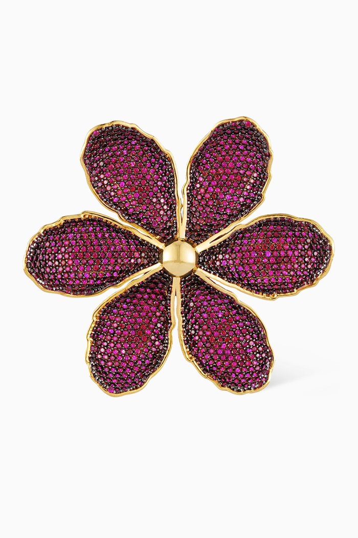 

Magnolia Crystal Ring in 24kt Gold-plated Bronze, Yellow