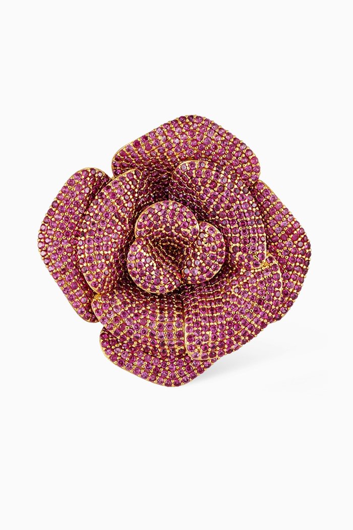 

La Rosina Crystal Ring in 24kt Gold-plated Bronze, Yellow