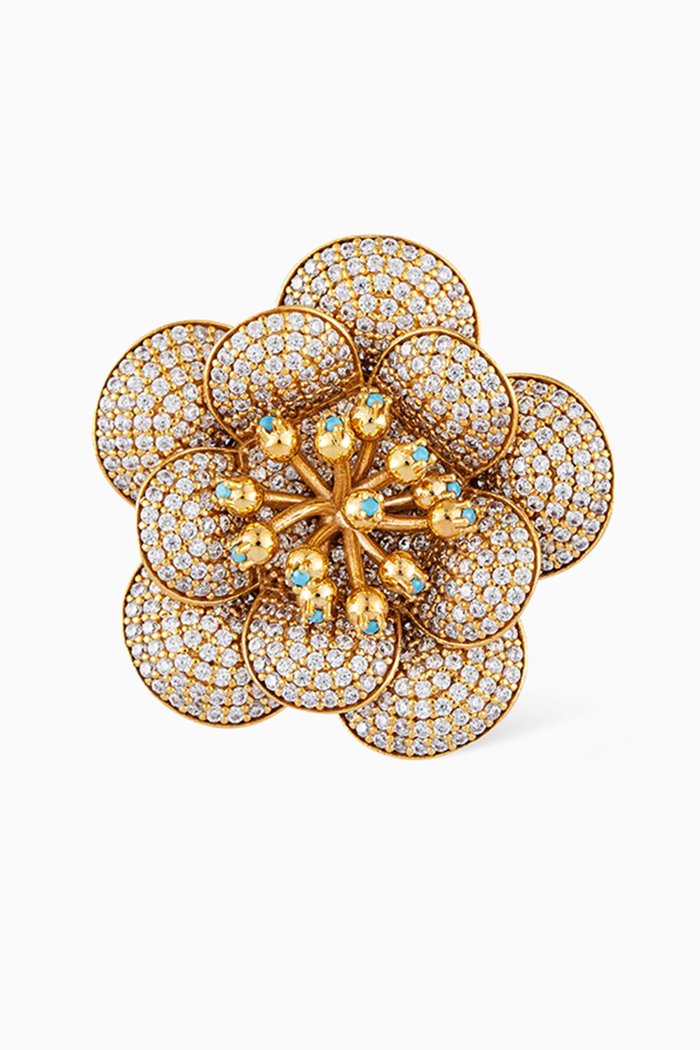 

Carnation Crystal Ring in 24kt Gold-plated Bronze, Yellow