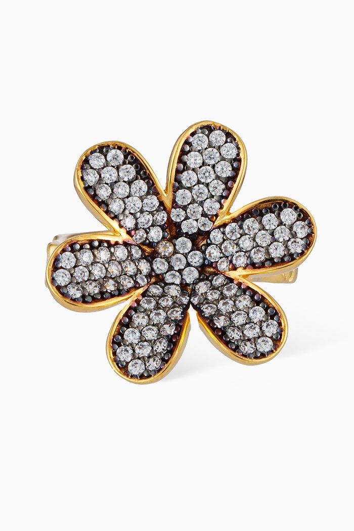 

Mini Daisy Crystal Ring in 24kt Gold-plated Bronze, Yellow