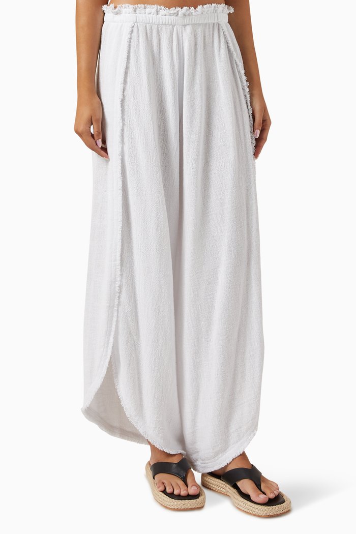 

Xubue Wide-leg Pants in Cotton-jute, White