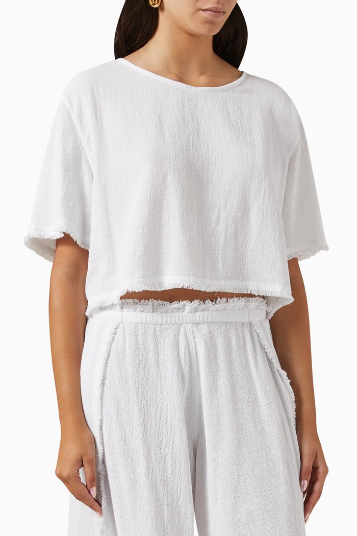 

Pani Crop T-shirt in Cotton-jute, White