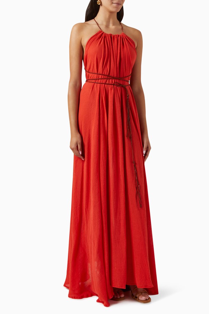 

Allin Maxi Dress in Cotton-gauze, Red