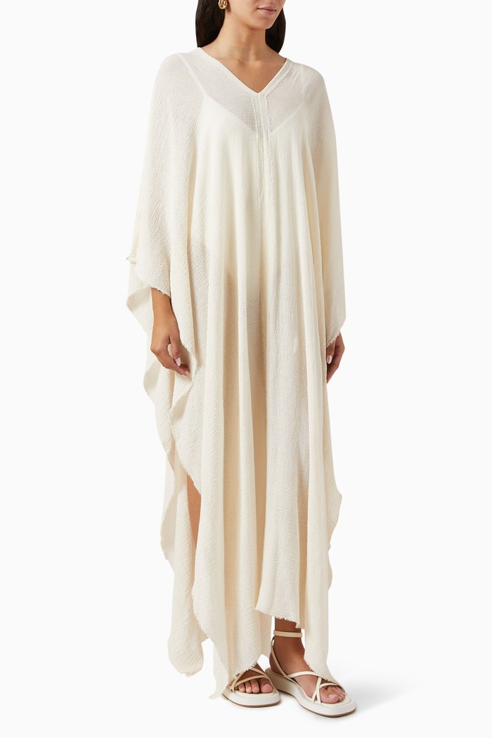 

Koyok Maxi Poncho in Cotton-gauze, White