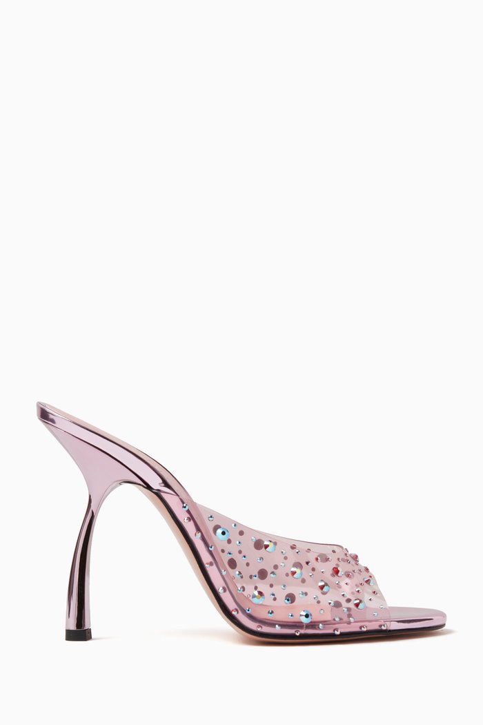 

Tiana 100 Mules in Plexi and Crystal, Pink