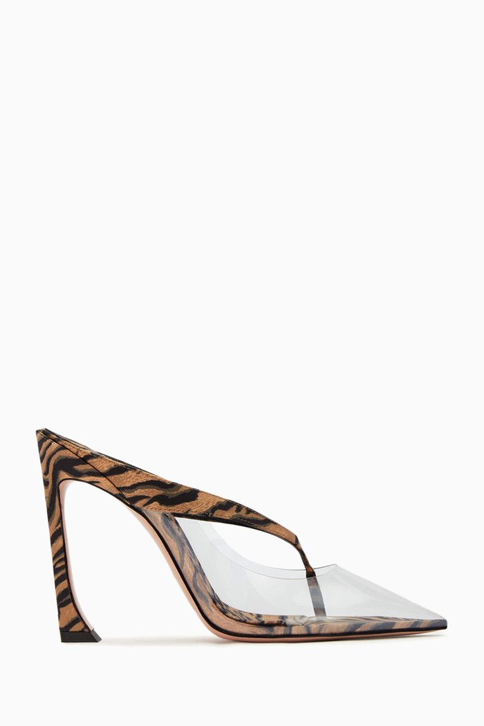 Cali Thong 100 Mules in Plexi & Vegan Leather, Brown