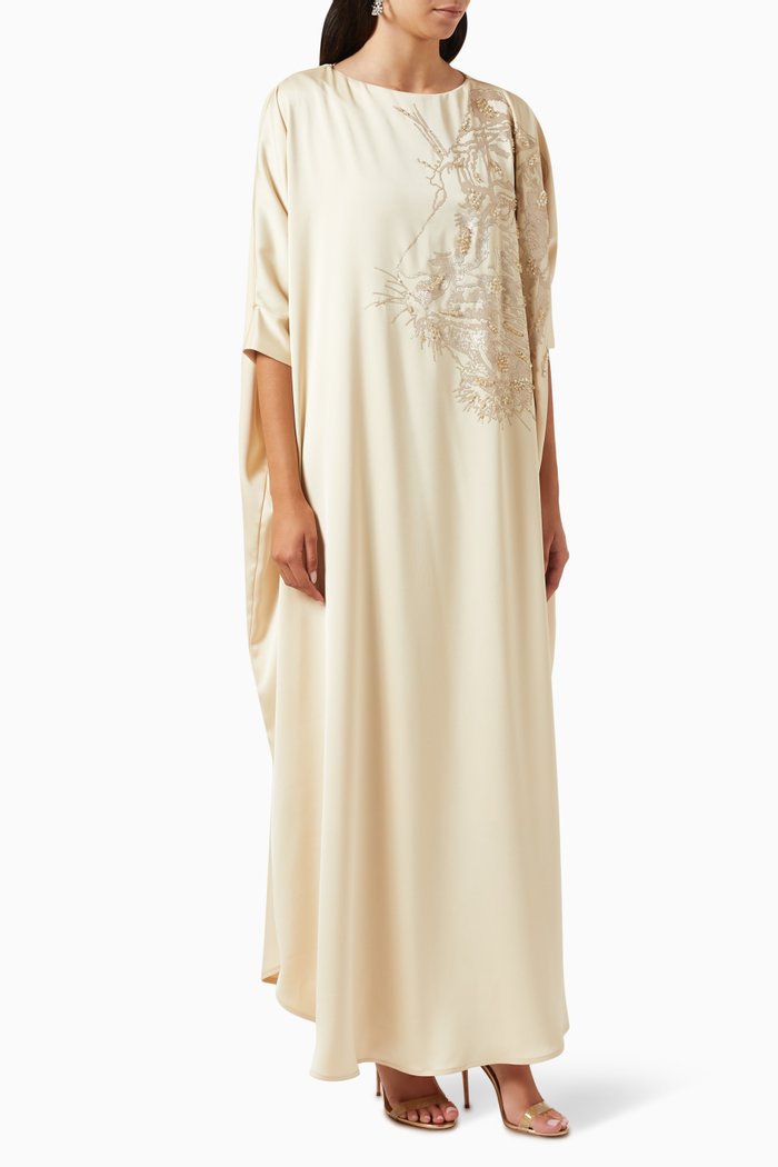 

Embellished Kaftan in Crepe, Neutral
