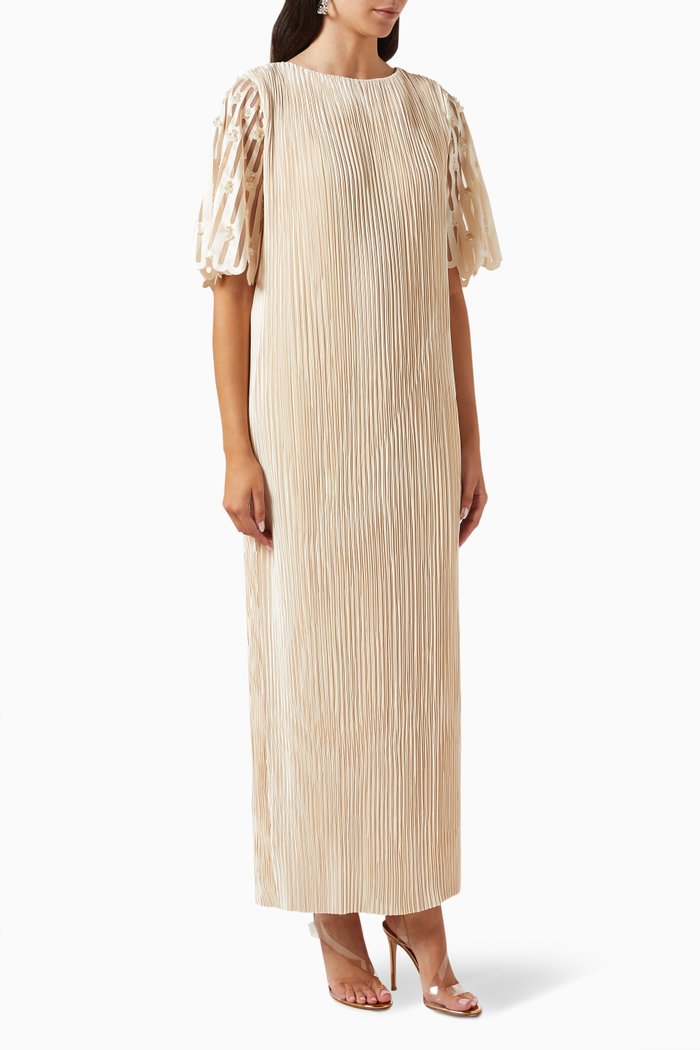 

Embellished Kaftan in Crepe, Neutral