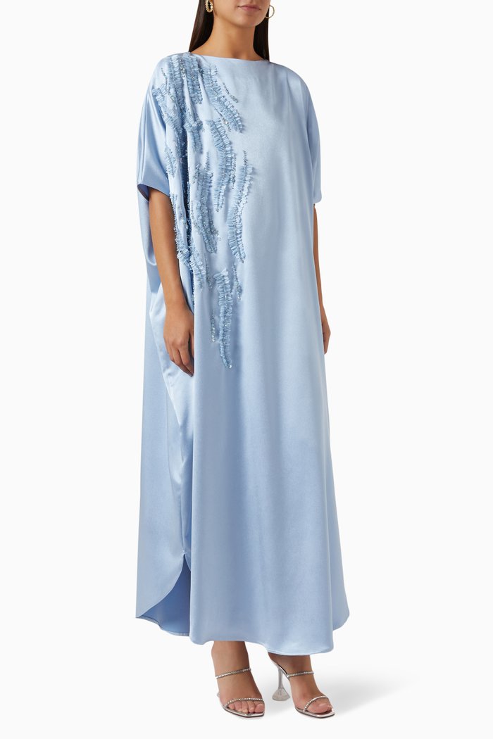 

Embellished Kaftan in Crepe, Blue