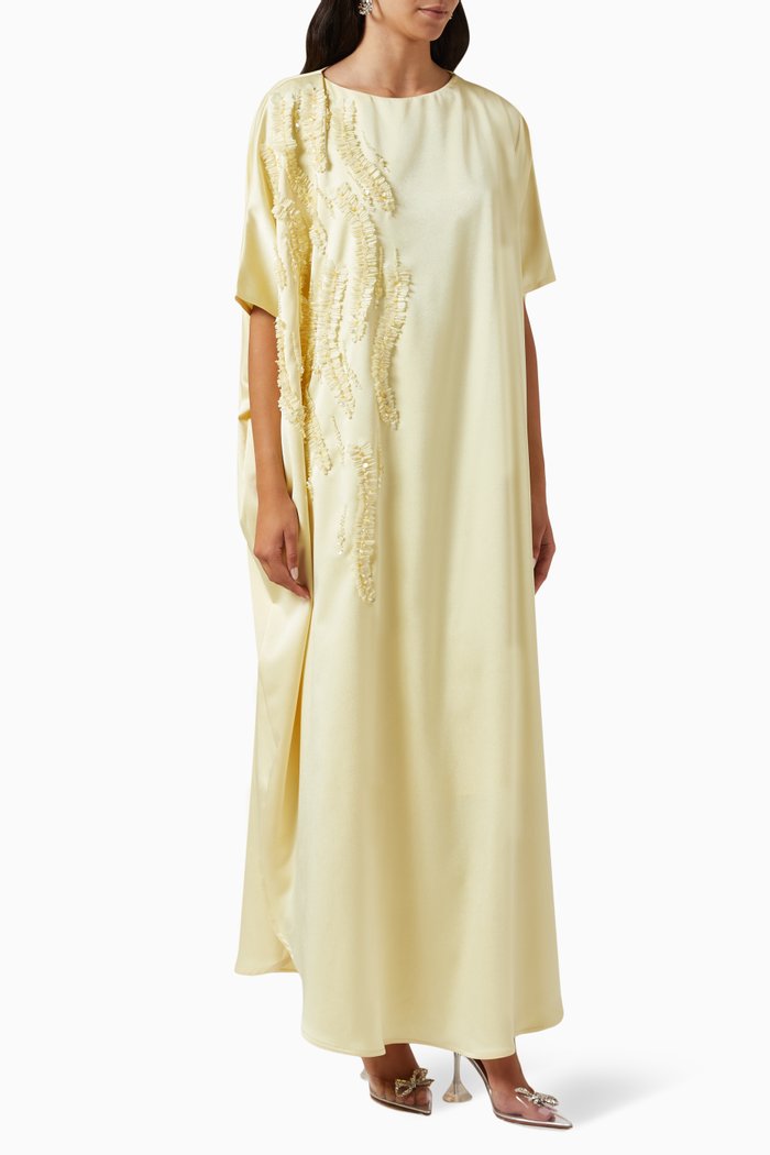 

Embellished Kaftan in Crepe, Yellow