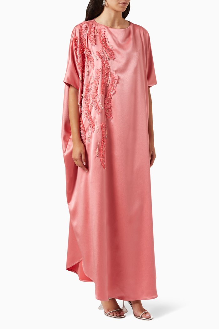 

Embellished Kaftan in Crepe, Pink